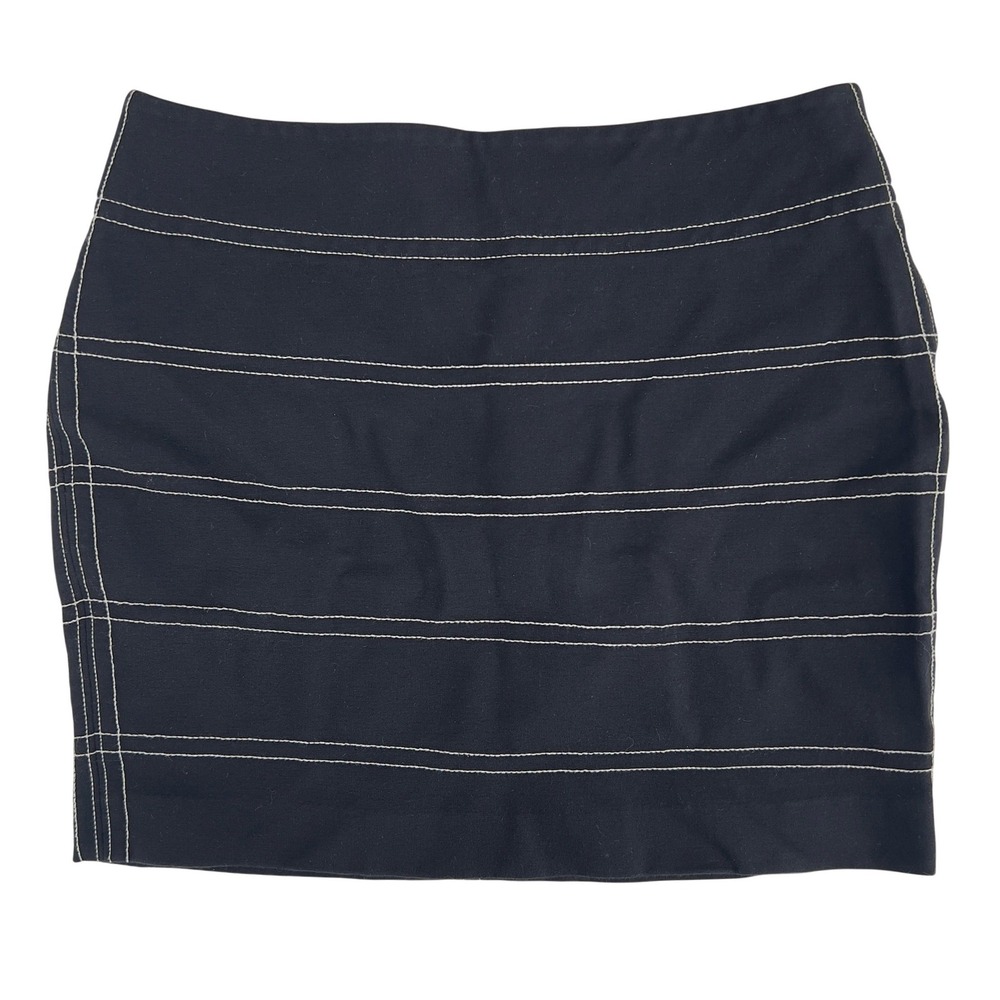 Express Design Studio Y2K Vintage Mini Skirt Black Contrast Stitch Bodycon 8